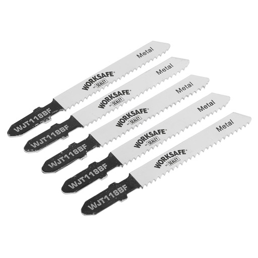 Sealey - WJT118BF Jigsaw Blade Metal 55mm 12tpi - Pack of 5 Consumables Sealey - Sparks Warehouse