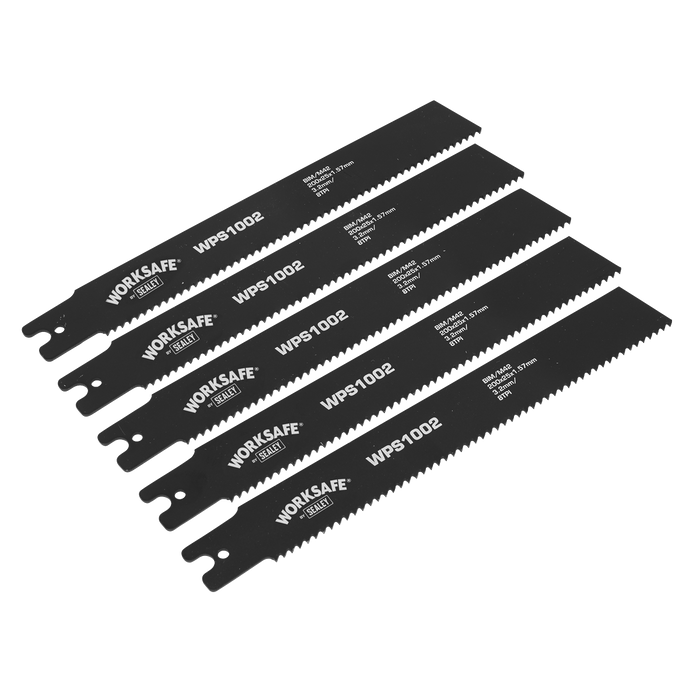 Sealey - WPS1002 Pipe Saw Blade 200 x 25 x 1.7mm 8tpi - Pack of 5 Consumables Sealey - Sparks Warehouse