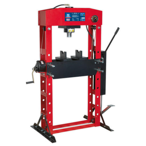 Sealey - YK50FFP Hydraulic Press Premier 50tonne Floor Type with Foot Pedal Garage & Workshop Sealey - Sparks Warehouse