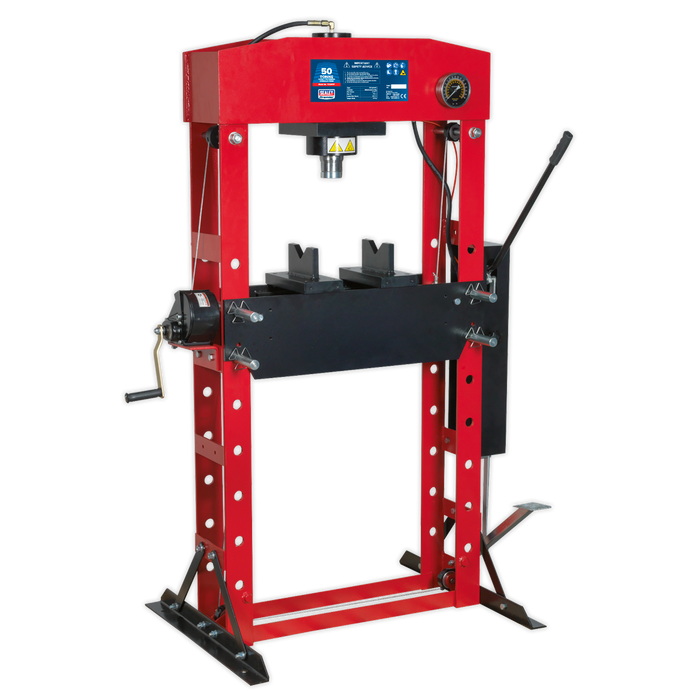 Sealey - YK50FFP Hydraulic Press Premier 50tonne Floor Type with Foot Pedal Garage & Workshop Sealey - Sparks Warehouse