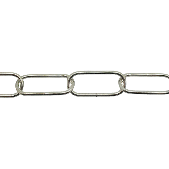 05074 - Ceiling Chain Large Flat Side Nickel 40x16mm, mtr (Safe Load 6kg) - Lampfix - Sparks Warehouse