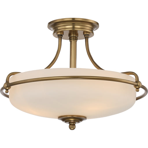Elstead - QZ/GRIFFIN/SFSWS Griffin 3 Light Semi-Flush Light - Weathered Brass - Elstead - Sparks Warehouse