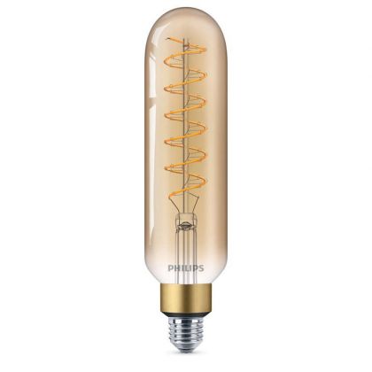 Philips LED classic-giant 40W E27 T65 GOLD DIM - Vintage LEDblub E27 Tubular Filament Gold 6.5W 470lm - 820 Extra Warm White | Dimmable - Replaces 40W